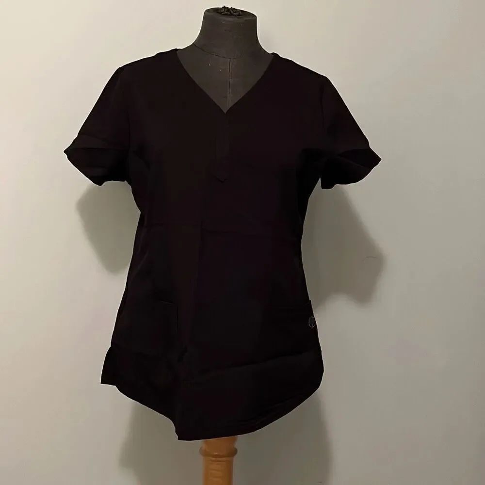 Healing Hands Purple Label Women's Black V Neck Scrub Top